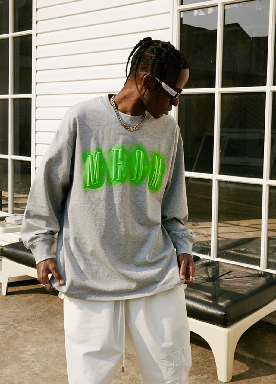 MEDM Neon Embroidery Long Sleeved Tee