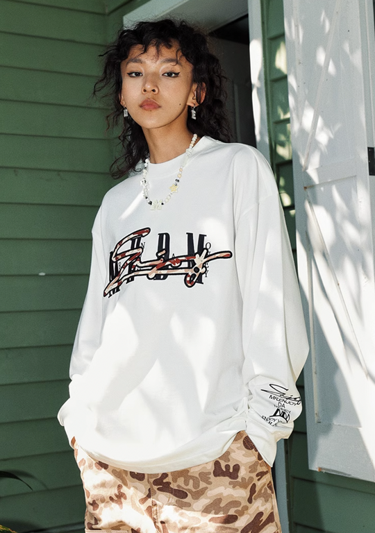 MEDM Camouflage Letters Long Sleeved Tee