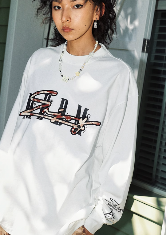 MEDM Camouflage Letters Long Sleeved Tee