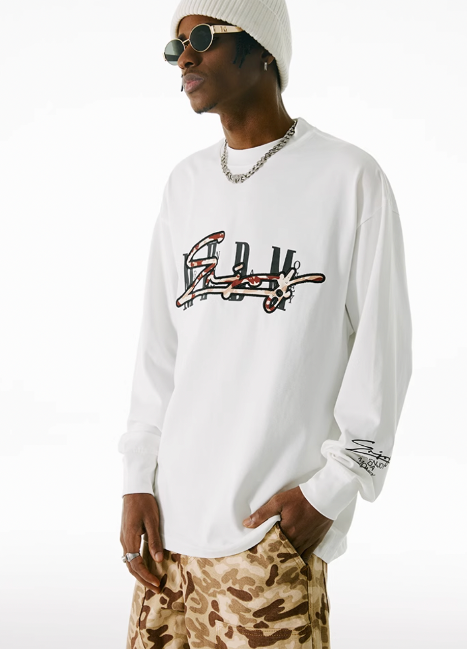 MEDM Camouflage Letters Long Sleeved Tee