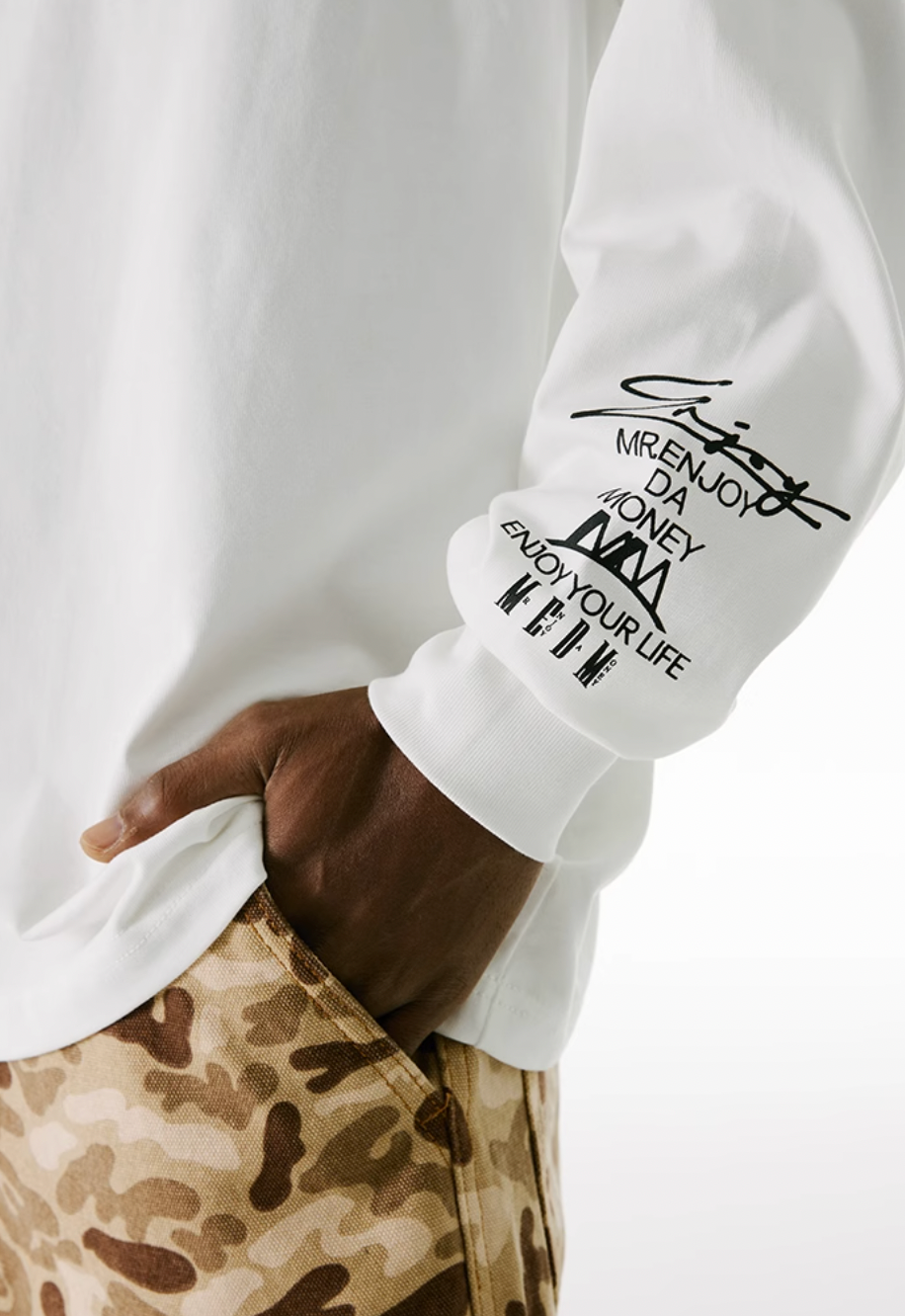 MEDM Camouflage Letters Long Sleeved Tee