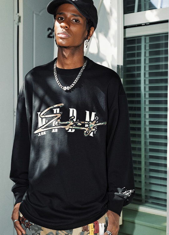 MEDM Camouflage Letters Long Sleeved Tee