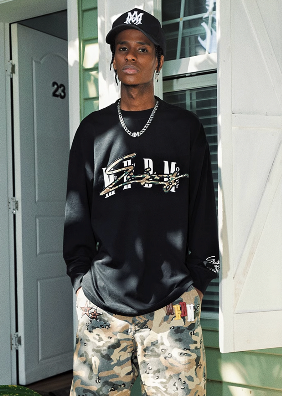 MEDM Camouflage Letters Long Sleeved Tee