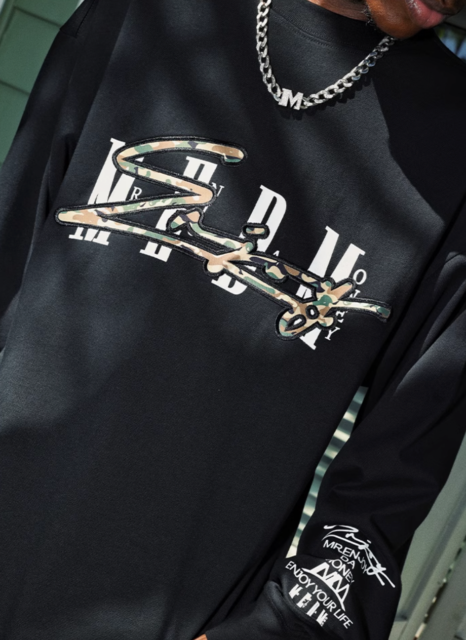 MEDM Camouflage Letters Long Sleeved Tee