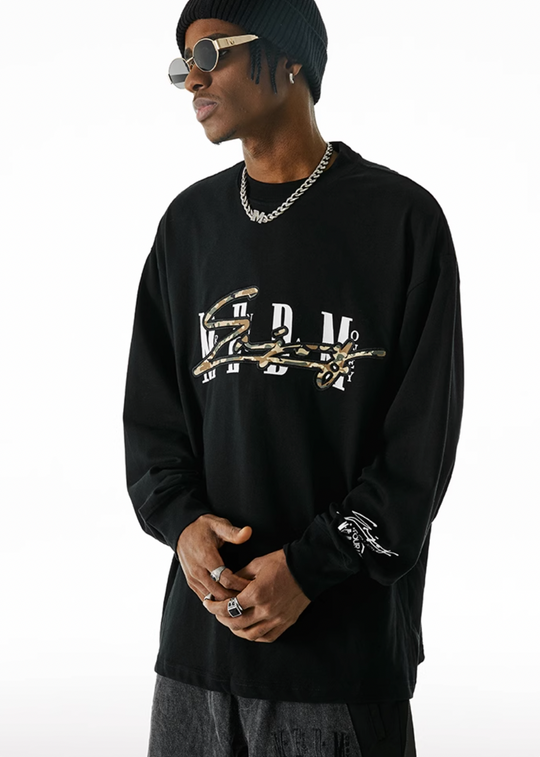 MEDM Camouflage Letters Long Sleeved Tee