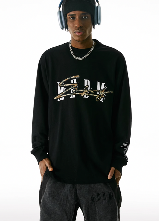 MEDM Camouflage Letters Long Sleeved Tee