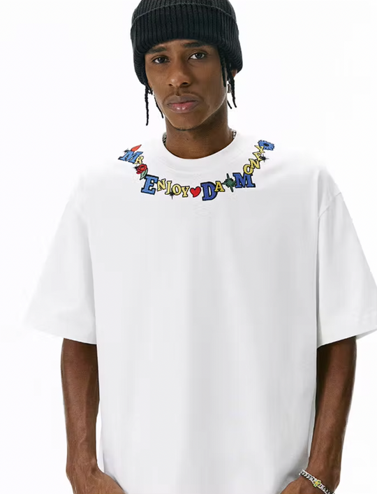 MEDM Embroidery Neck Logo Tee