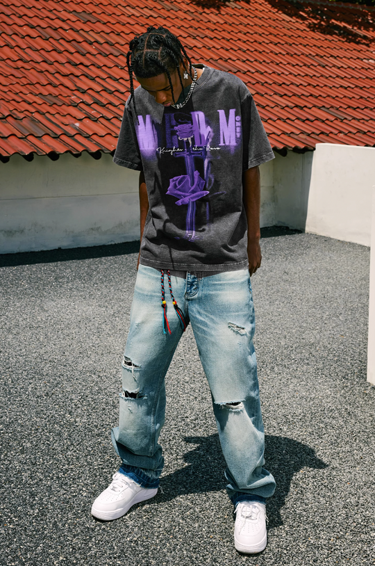 MEDM Sword & Rose Oil Print Tee