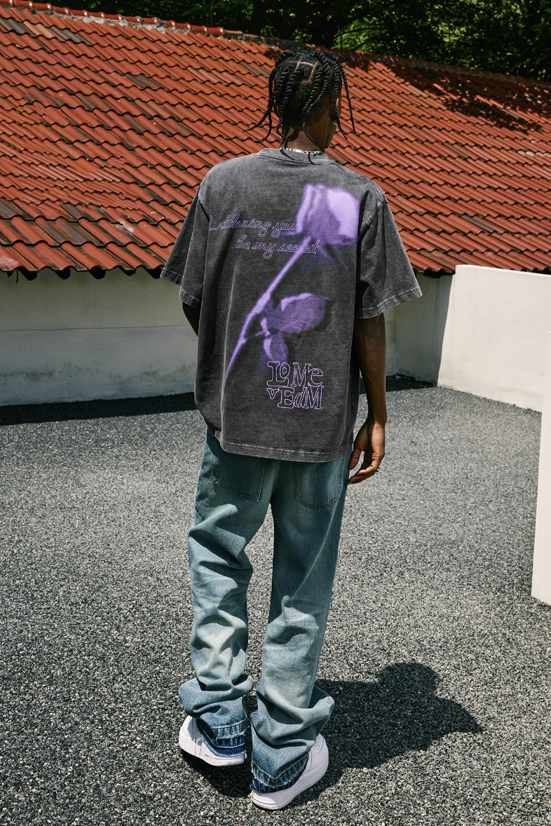 MEDM Sword & Rose Oil Print Tee