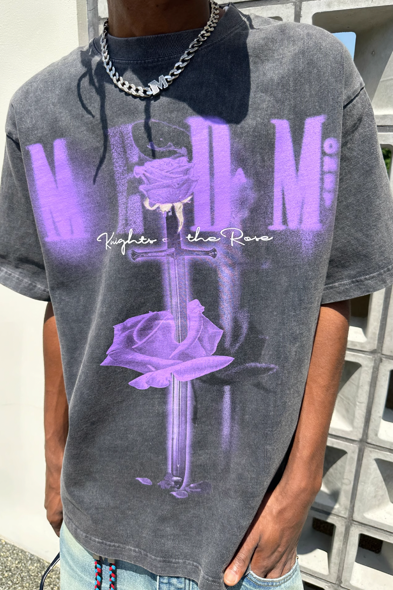 MEDM Sword & Rose Oil Print Tee