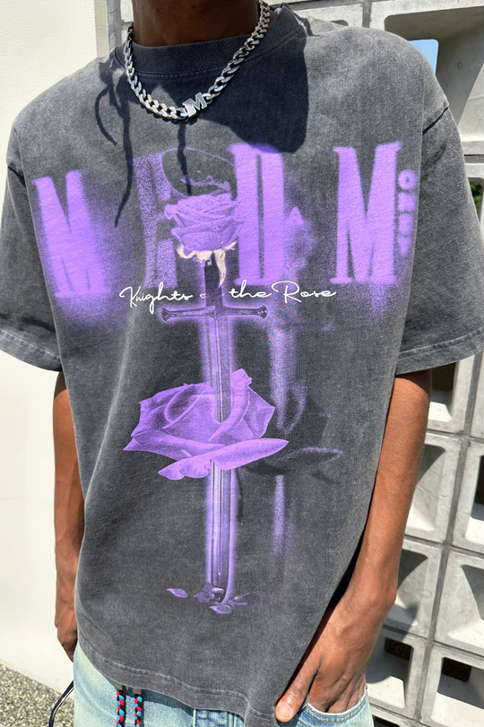 MEDM Sword & Rose Oil Print Tee