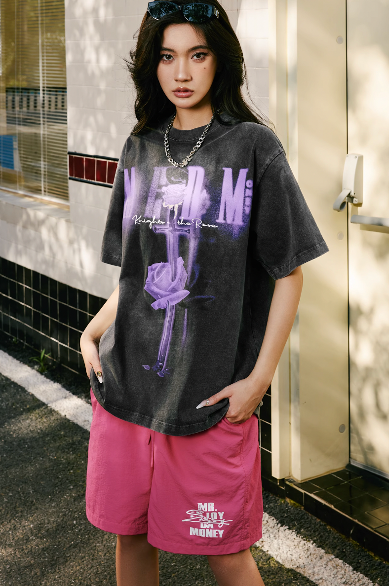 MEDM Sword & Rose Oil Print Tee