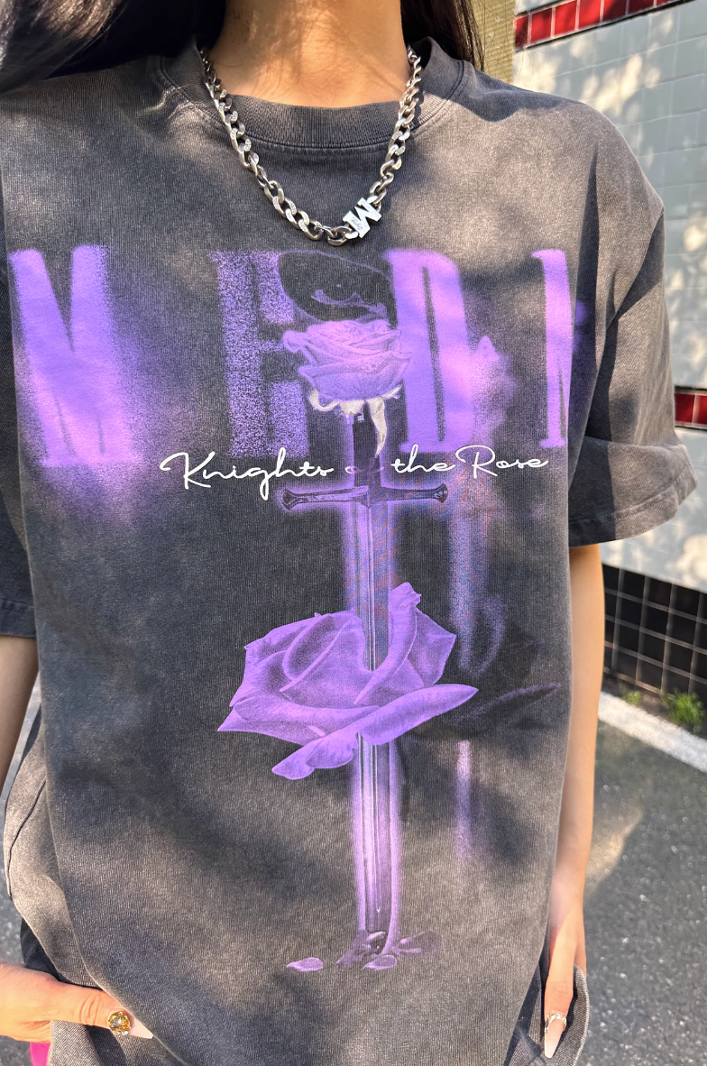 MEDM Sword & Rose Oil Print Tee