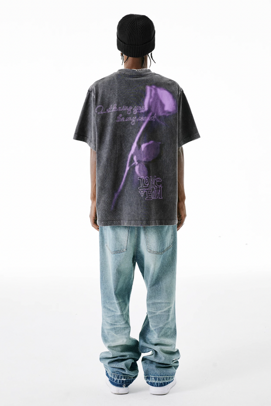 MEDM Sword & Rose Oil Print Tee