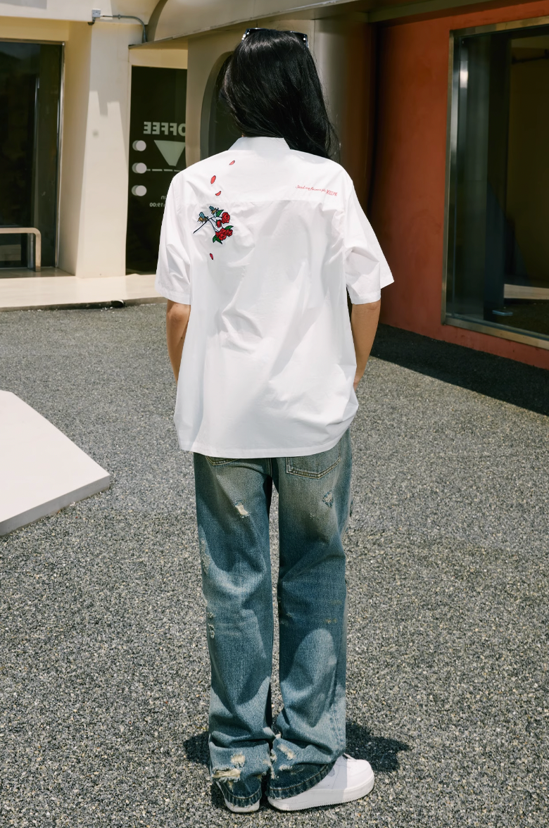 MEDM Rose Honey Embroidery Short Sleeved Shirt