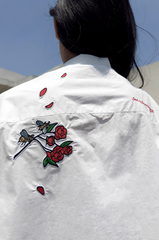 MEDM Rose Honey Embroidery Short Sleeved Shirt