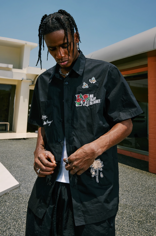 MEDM Rose Honey Embroidery Short Sleeved Shirt