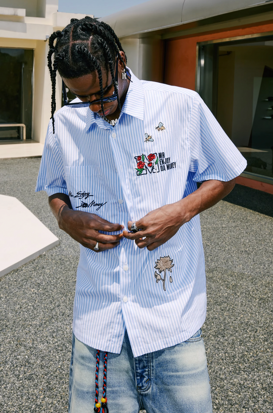 MEDM Rose Honey Embroidery Short Sleeved Shirt