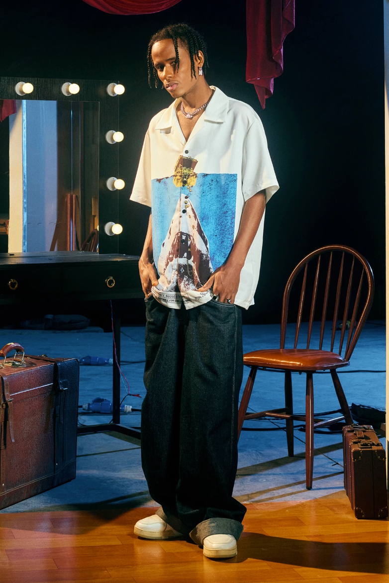 MEDM × WHOOSIS Deep Sea Treasure Shark Short Sleeve Shirt