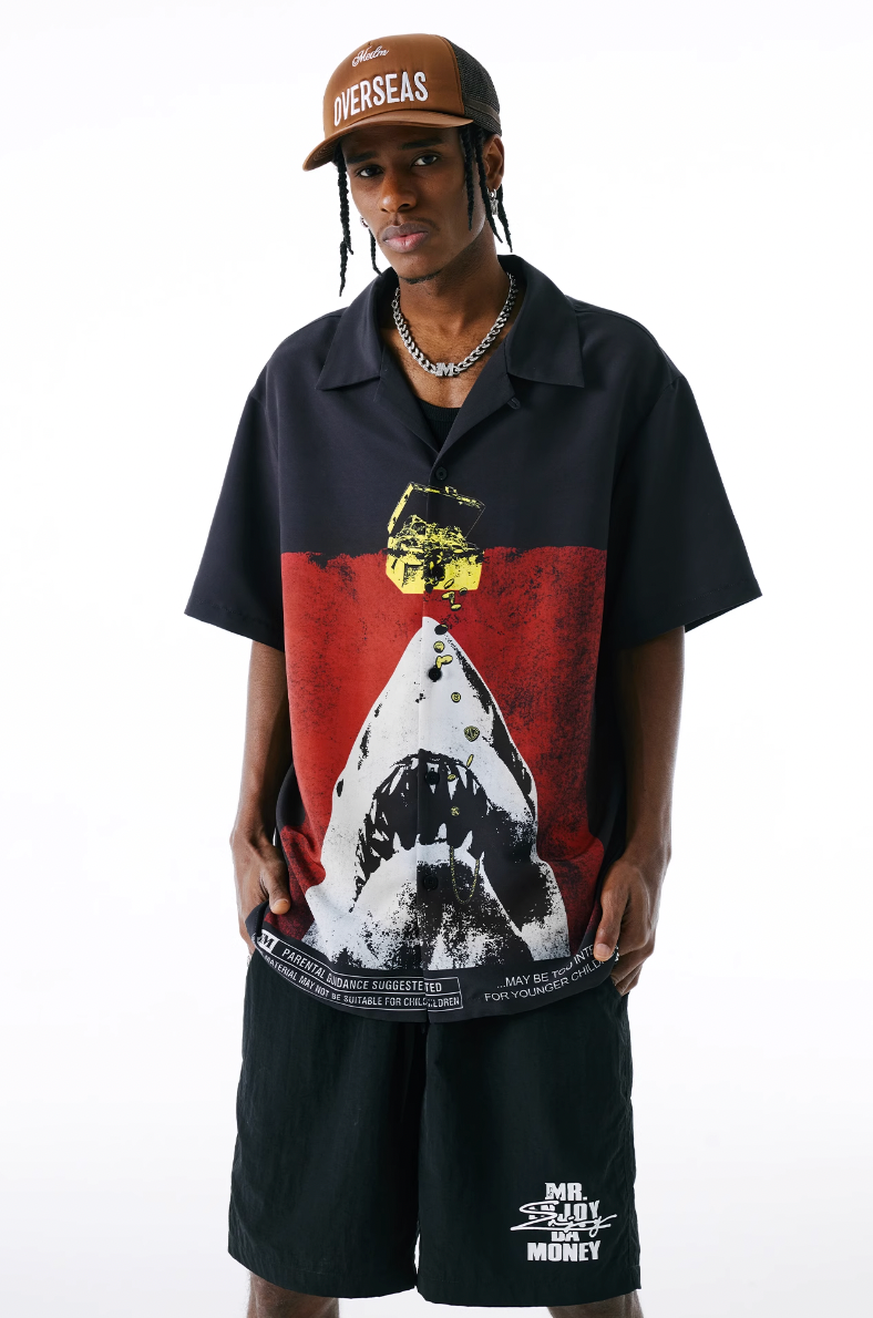 MEDM × WHOOSIS Deep Sea Treasure Shark Short Sleeve Shirt