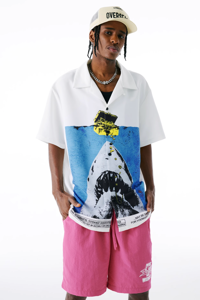 MEDM × WHOOSIS Deep Sea Treasure Shark Short Sleeve Shirt