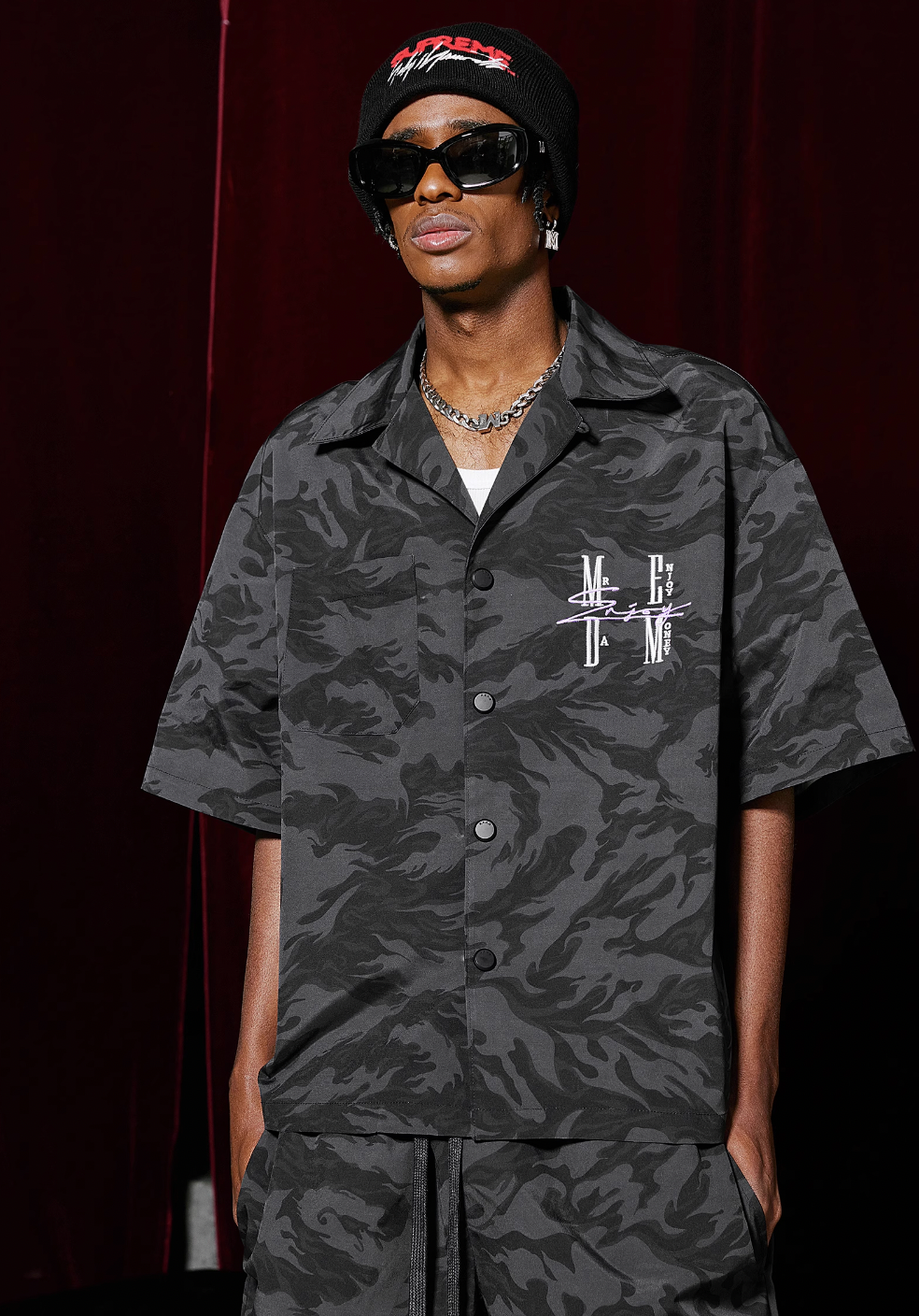 MEDM Nylon Camouflage Full Print Short Sleeved Shirt