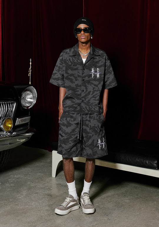 MEDM Nylon Camouflage Full Print Short Sleeved Shirt