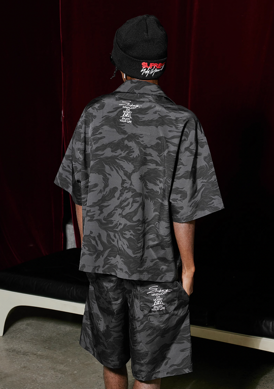 MEDM Nylon Camouflage Full Print Short Sleeved Shirt