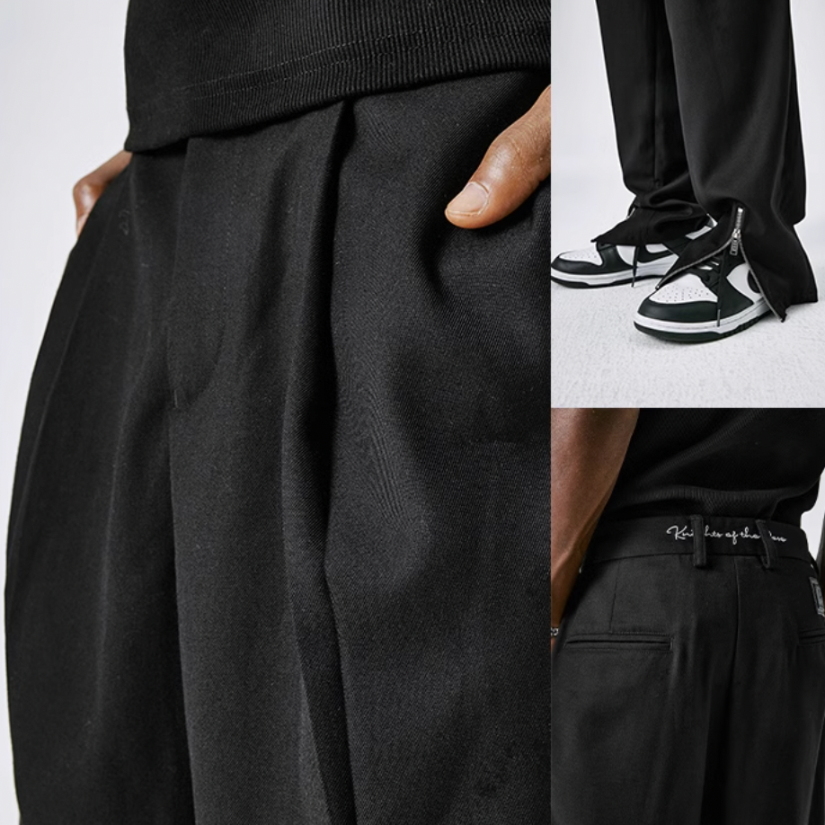 MEDM Zipper Wide Leg Suit Pants