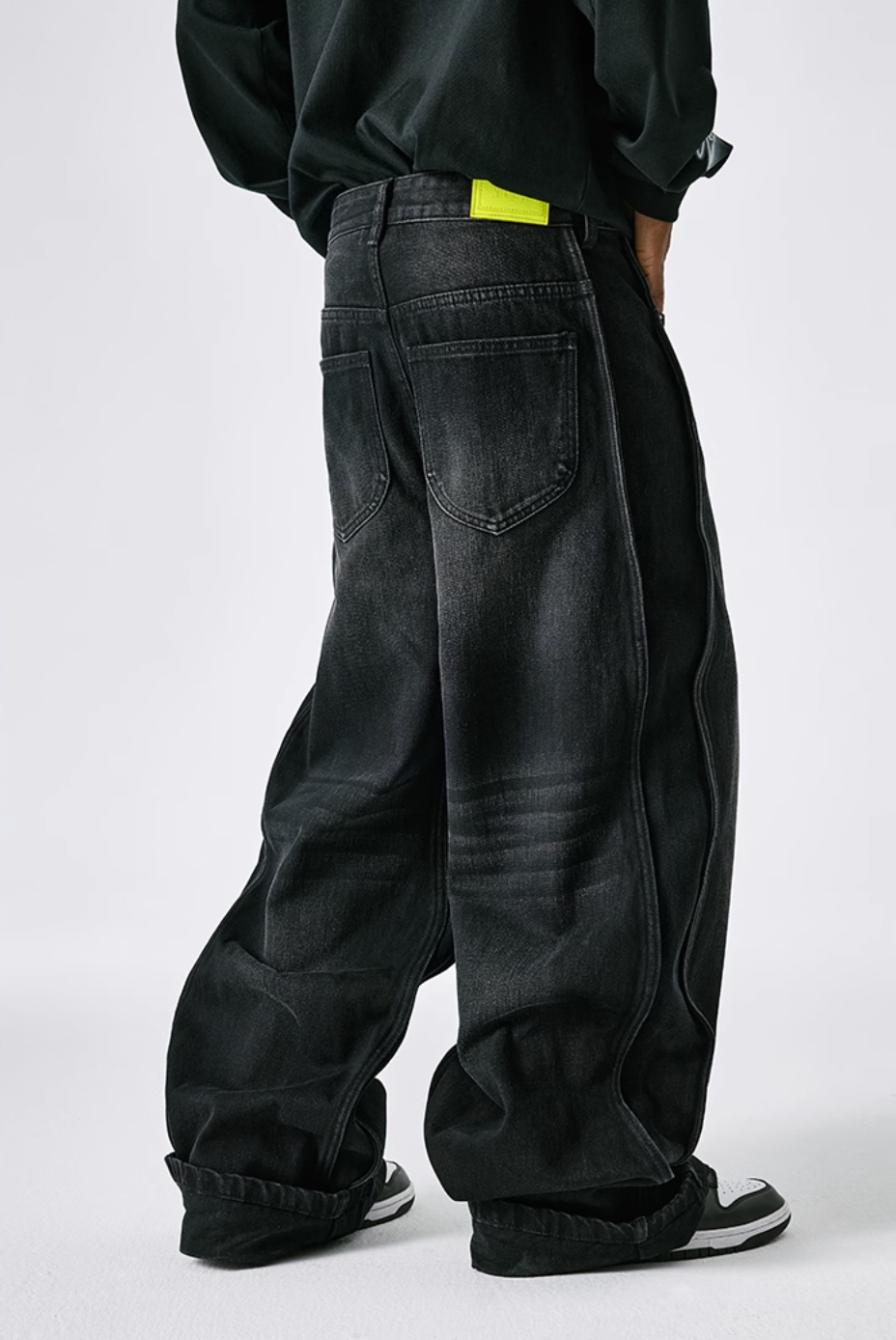 MEDM Basic Paragraph Wide Leg Denim Pants