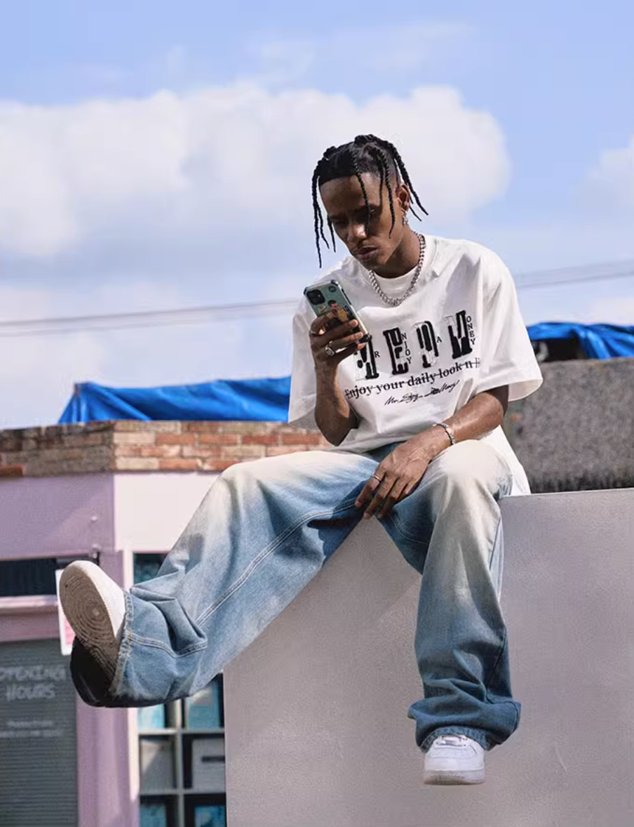 MEDM Washed Gradient Denim Pants