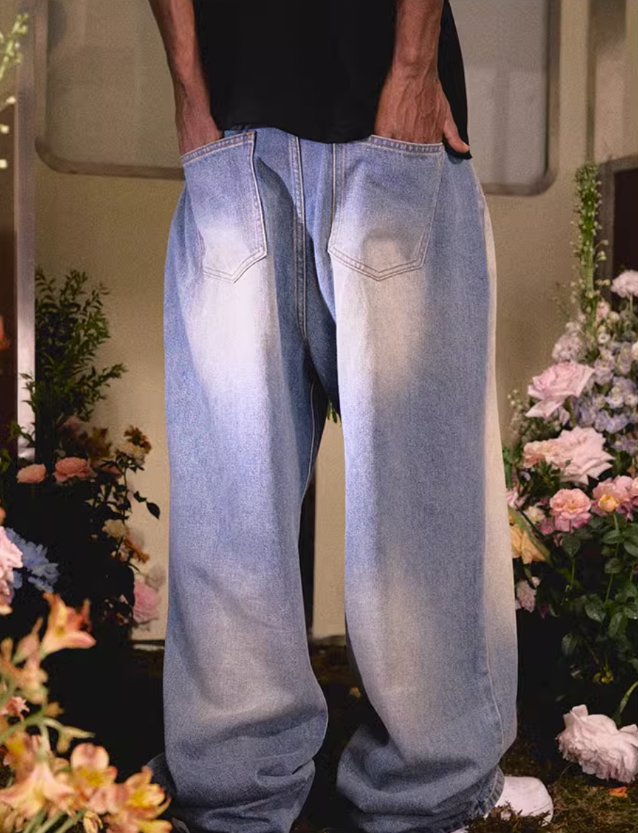 MEDM Washed Gradient Denim Pants