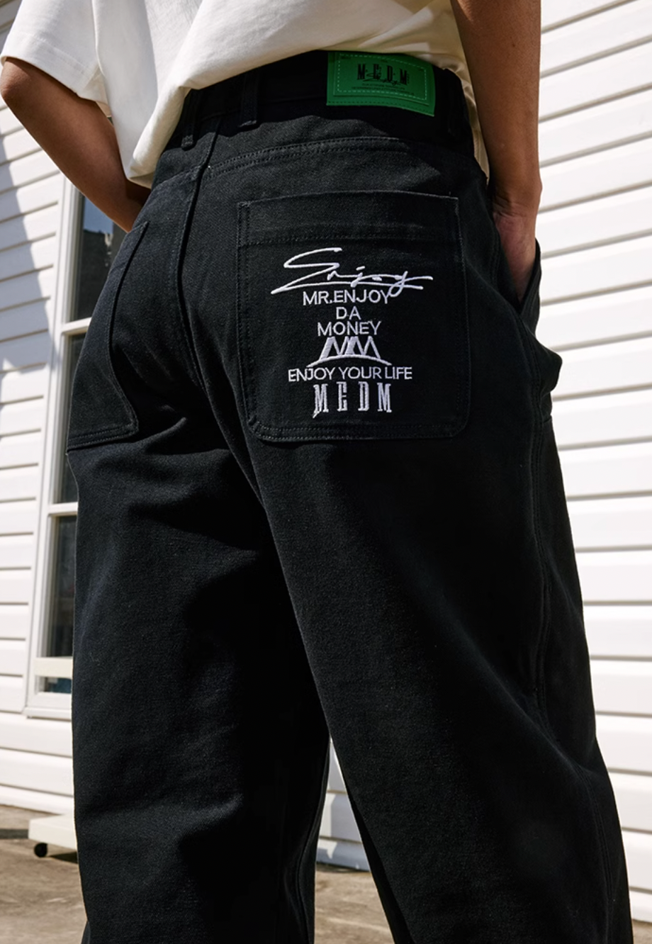 MEDM Basic Patched Denim Pants