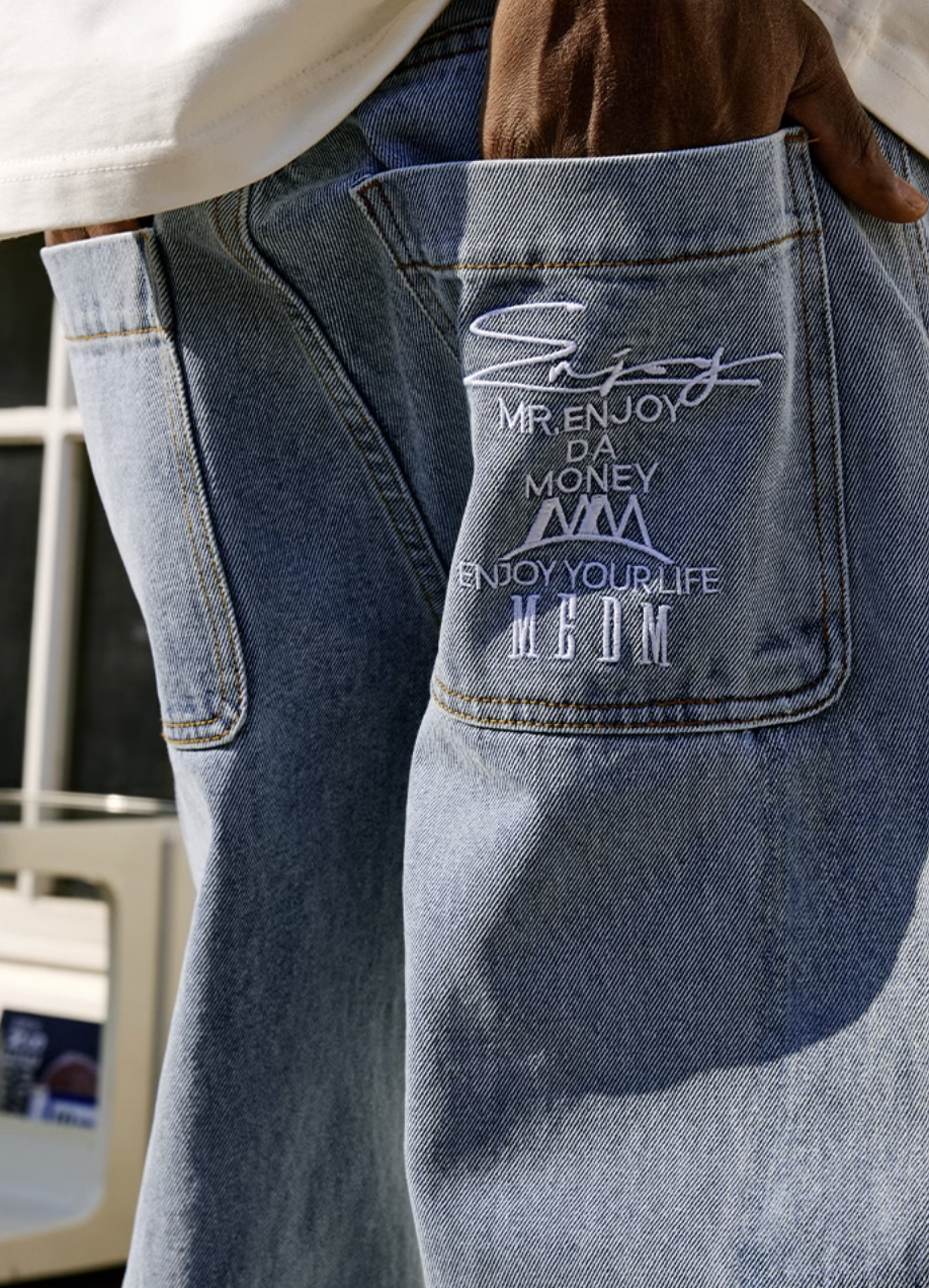 MEDM Basic Patched Denim Pants