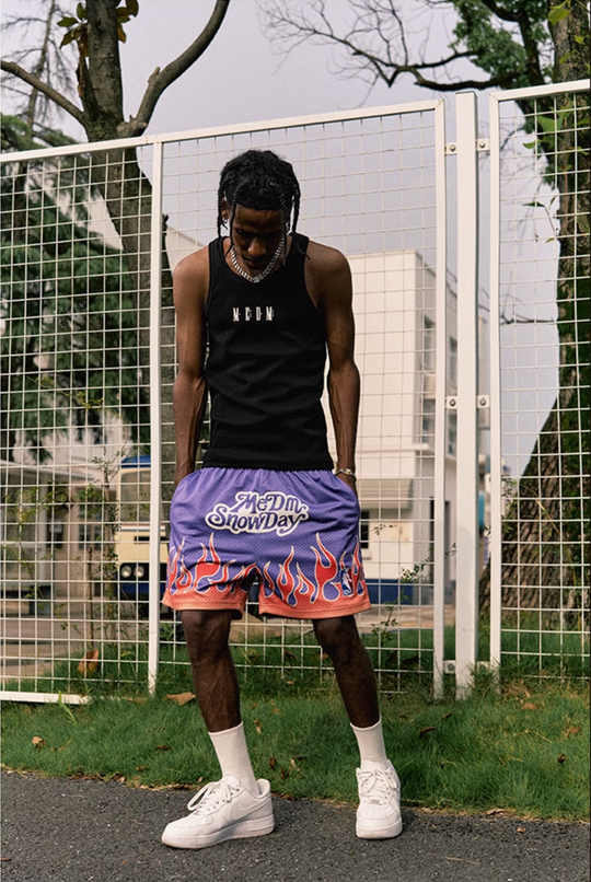 MEDM × SNOWDAY Logo Flame Basketball Shorts