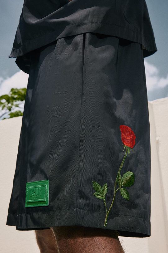 MEDM Red Rose Embroidered Shorts