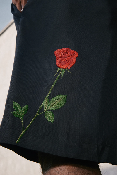 MEDM Red Rose Embroidered Shorts