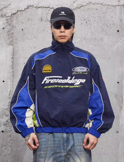 F2CE Color Blocking Embroidered Racing Jacket