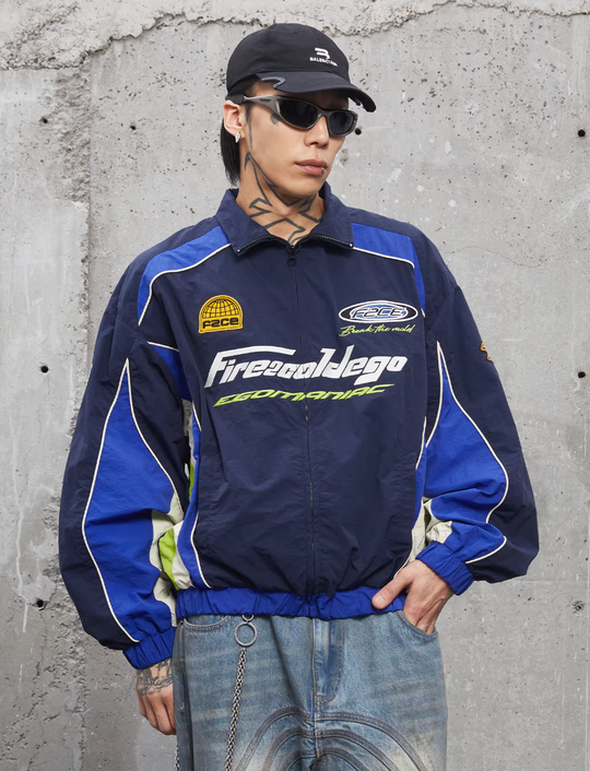 F2CE Color Blocking Embroidered Racing Jacket