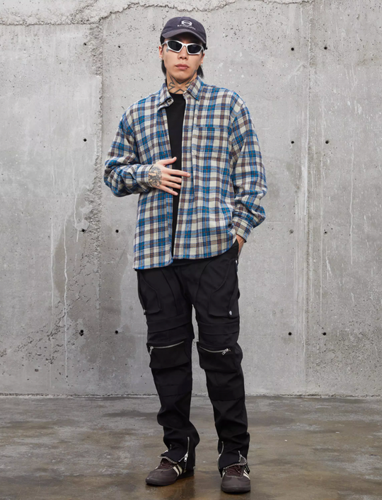 F2CE Blue Plaid Long Sleeved Shirt