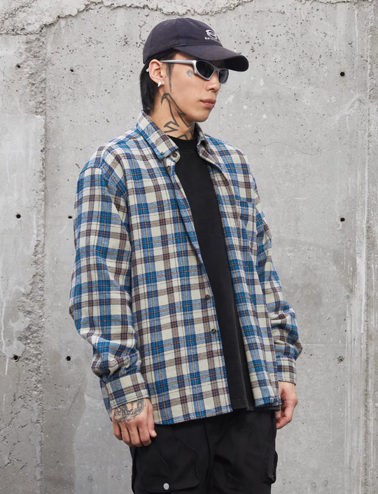 F2CE Blue Plaid Long Sleeved Shirt