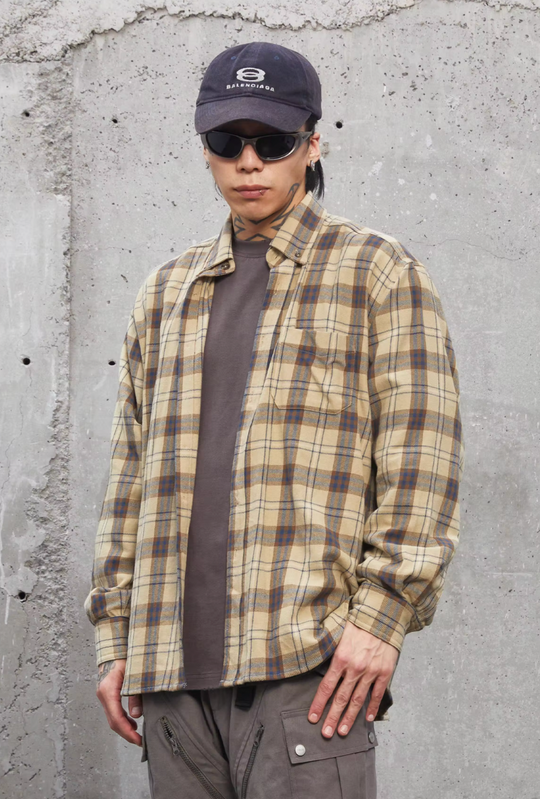 F2CE Khaki Plaid Long Sleeved Shirt