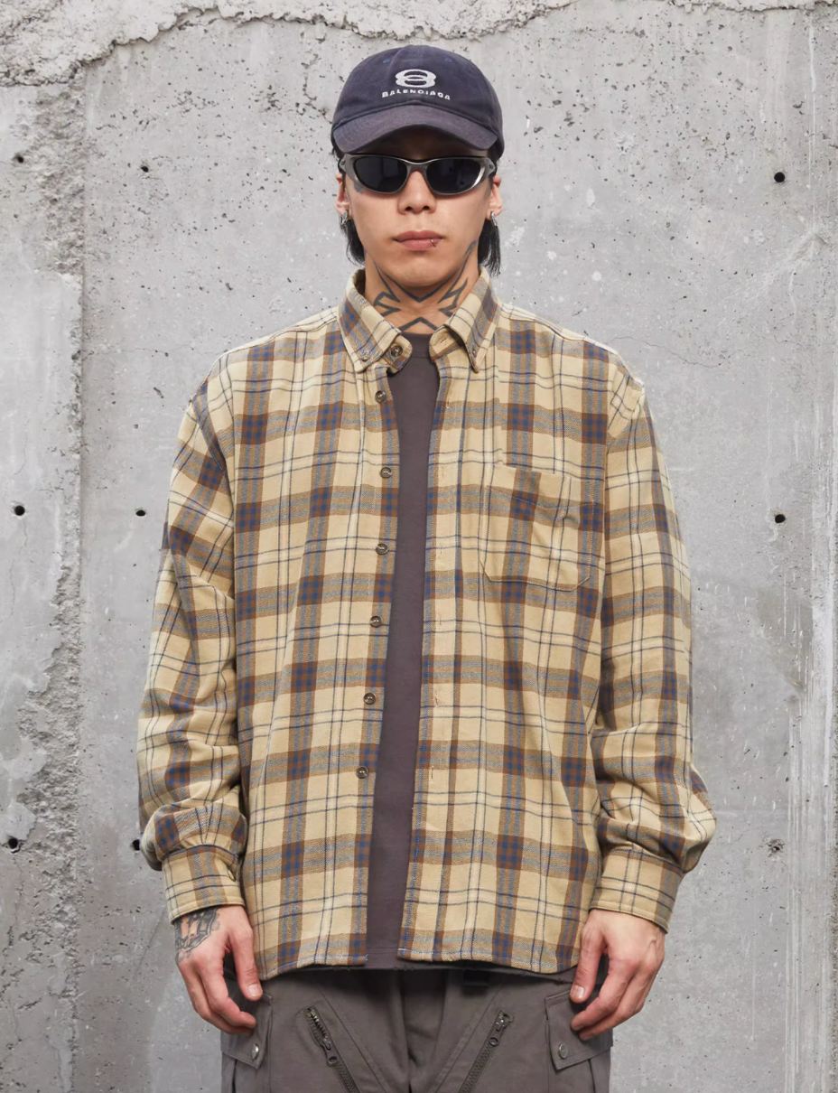 F2CE Khaki Plaid Long Sleeved Shirt