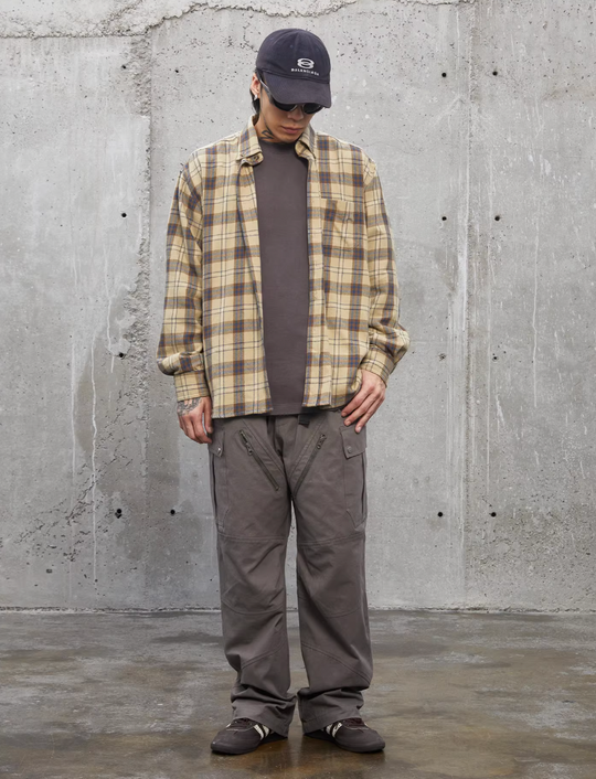 F2CE Khaki Plaid Long Sleeved Shirt