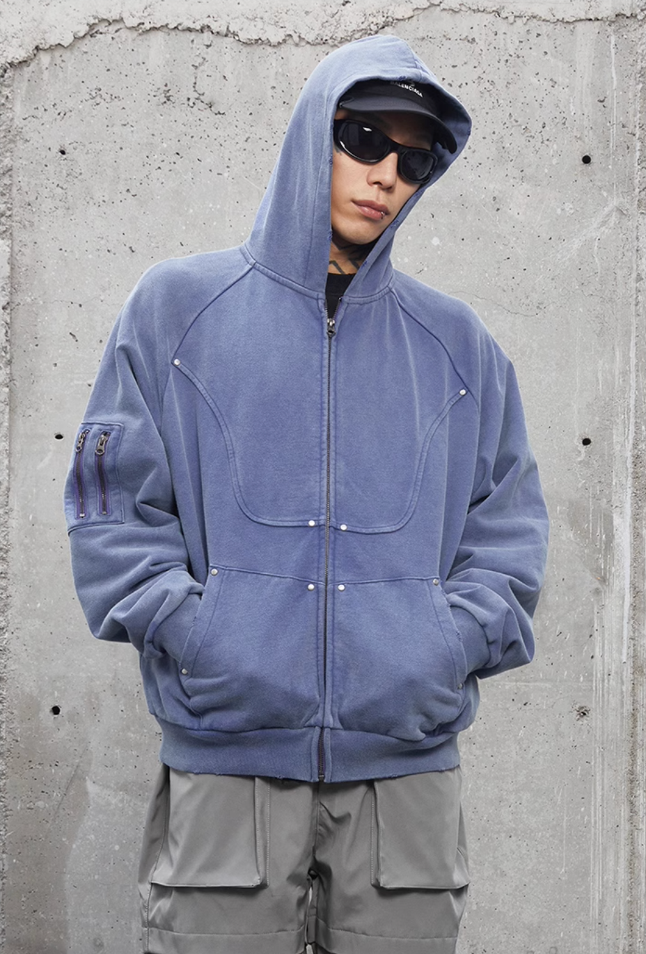 F2CE Old Studs Deconstruction Zipper Hoodie