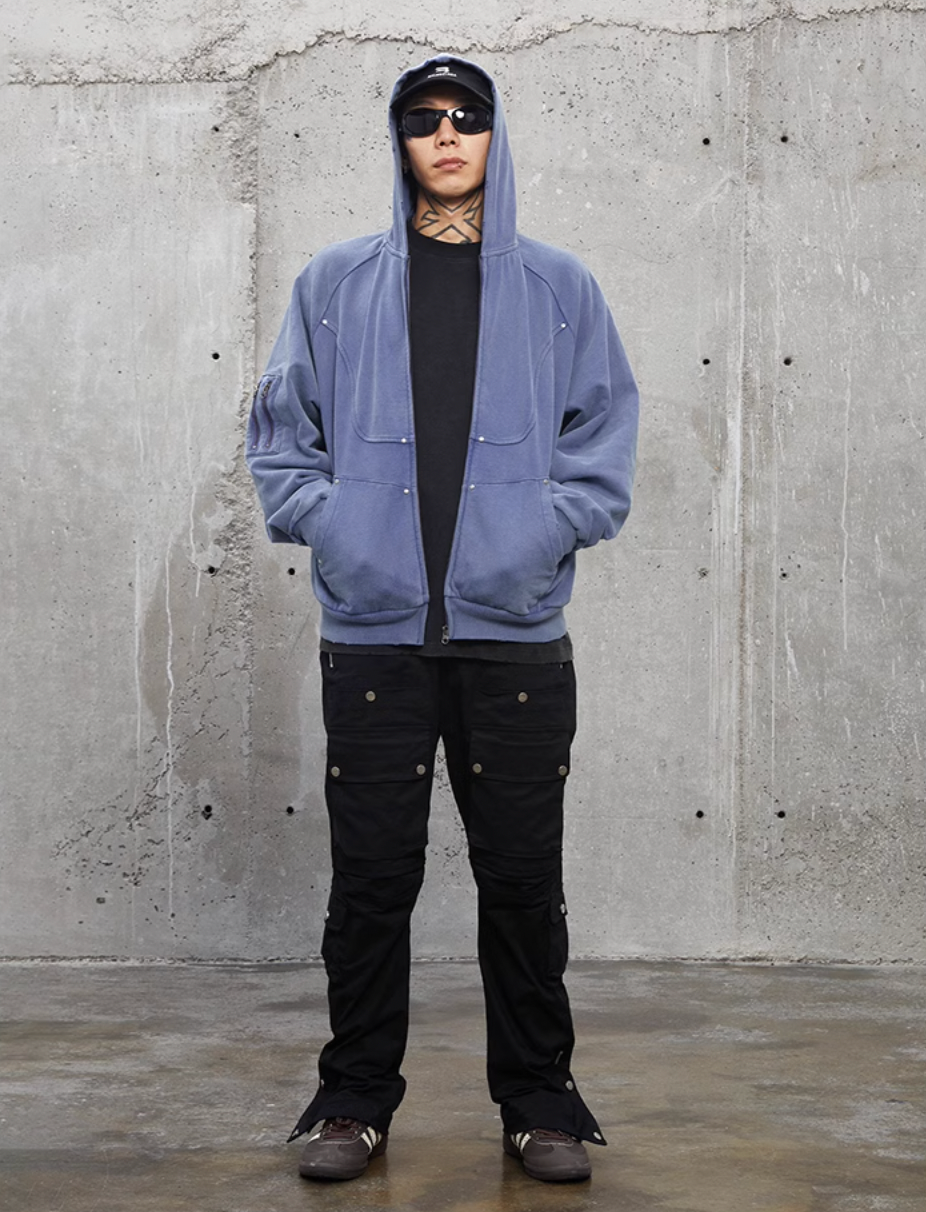 F2CE Old Studs Deconstruction Zipper Hoodie