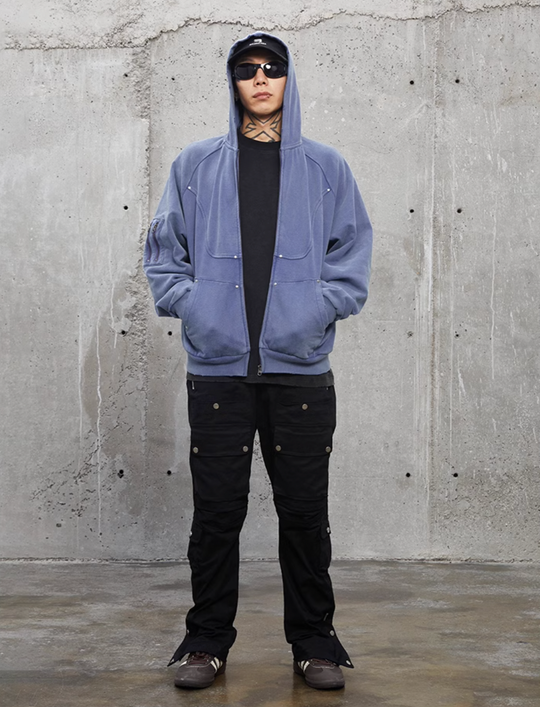 F2CE Old Studs Deconstruction Zipper Hoodie