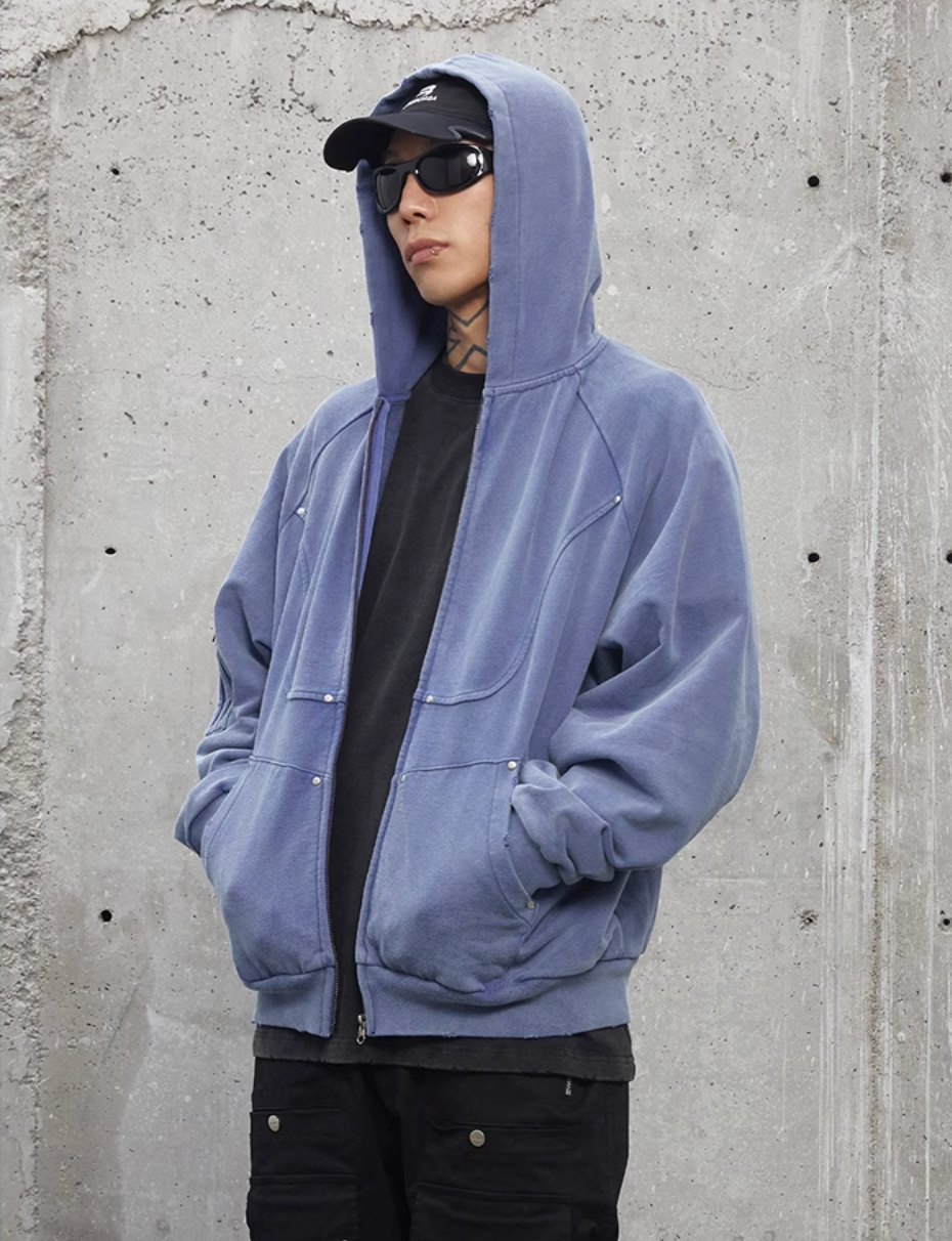 F2CE Old Studs Deconstruction Zipper Hoodie