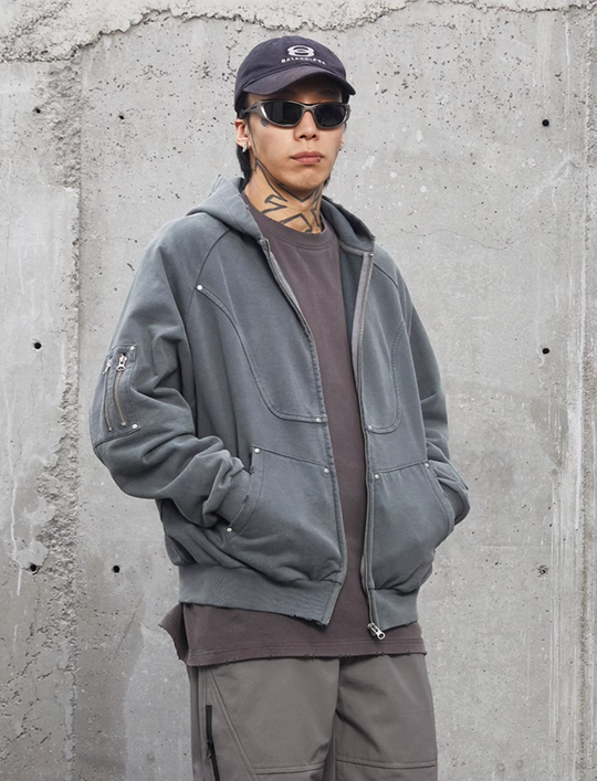 F2CE Old Studs Deconstruction Zipper Hoodie