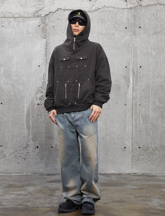 F2CE Functional Pocket Studs Hoodie